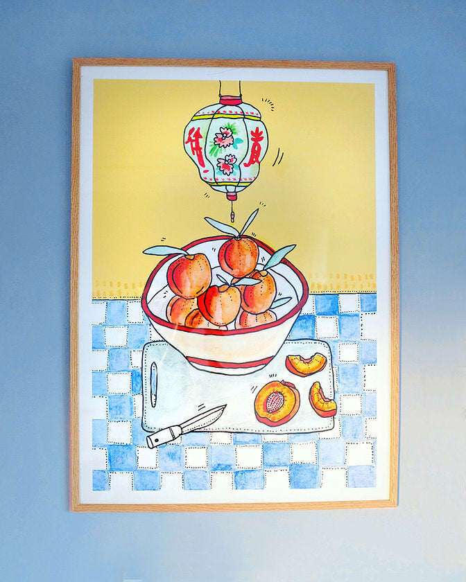 Peach &blue tiles poster - Plakatcph.com - posters, posters and home designs