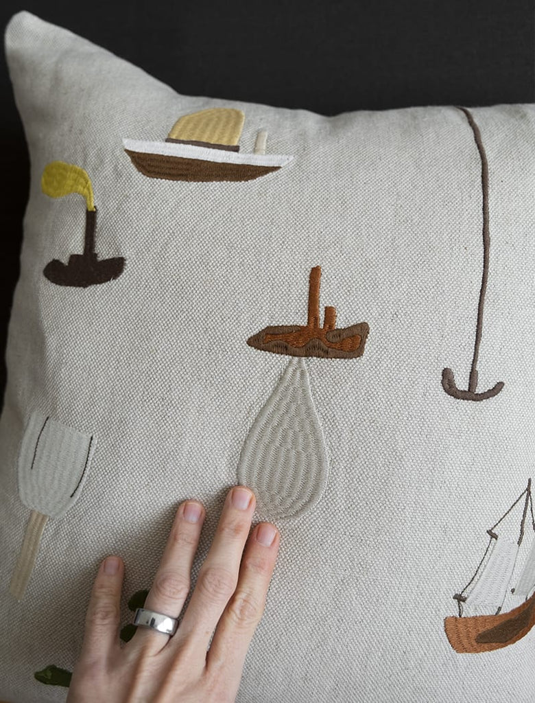 Embroidered pillowcase with sail motifs - Plakatcph.com - posters, posters and home designs