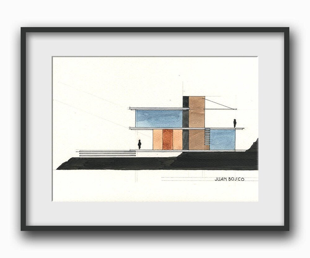 Architectural drawing of house project Poster - graphic architecture poster - Plakatcph.com - posters, posters and home design