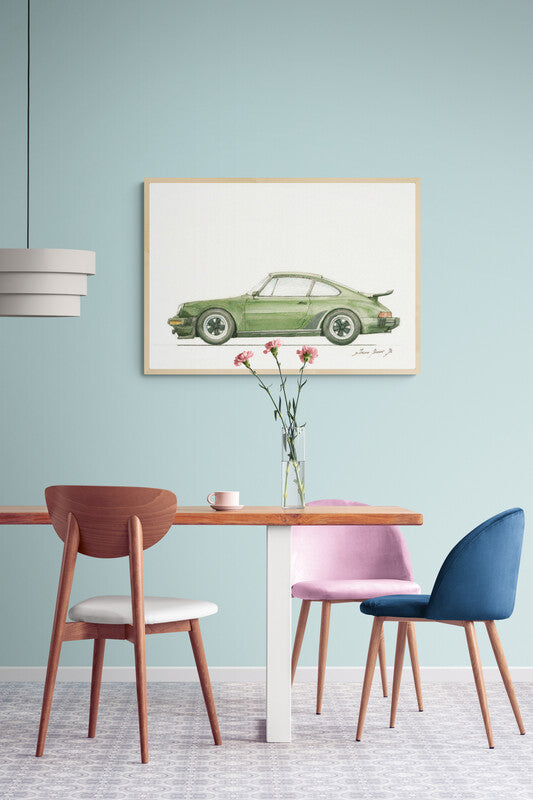 Porsche 911 993 Carrera Green- Porsche classic Poster and items - Plakatcph.com - posters, posters and home designs